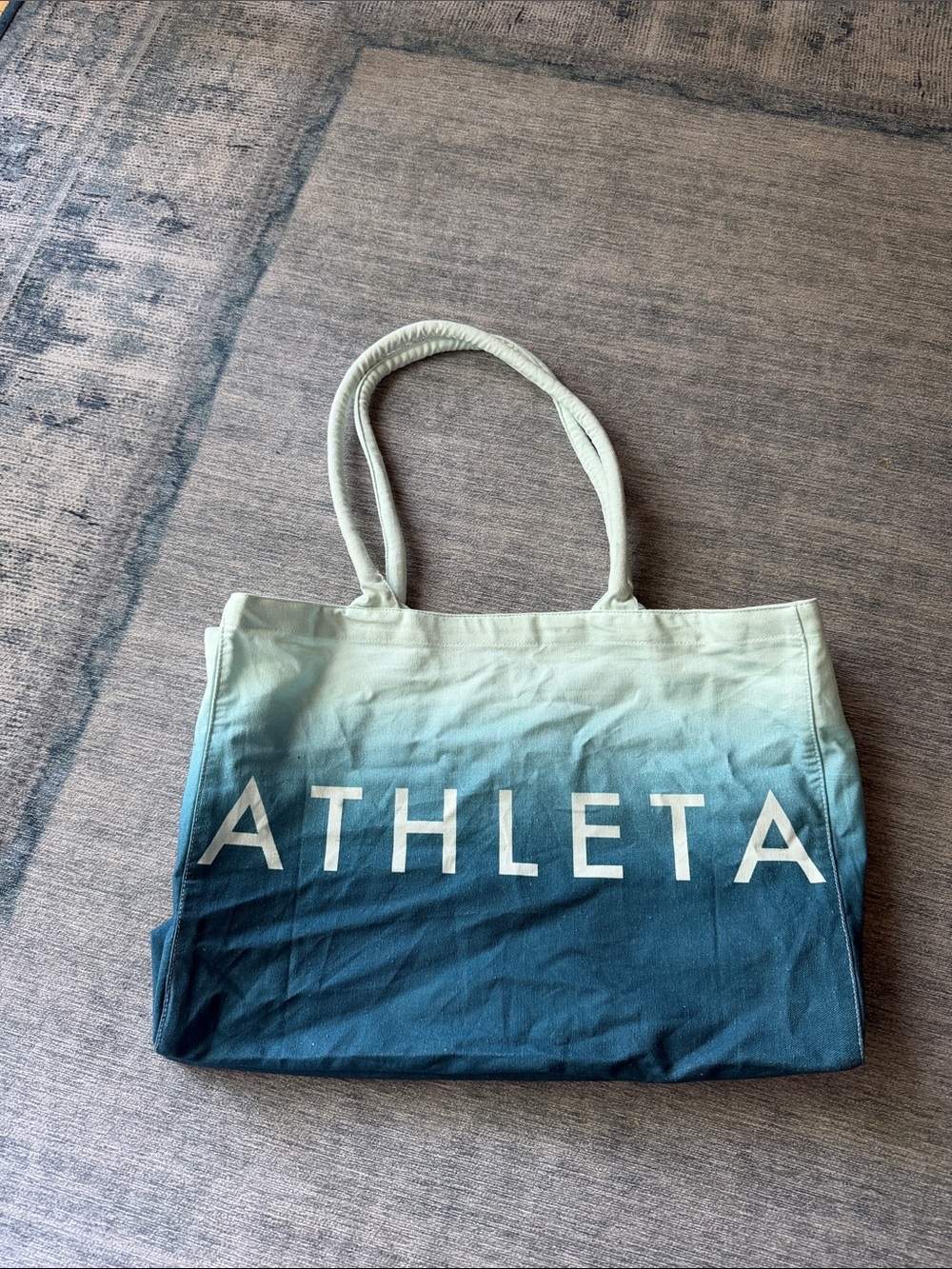 Athleta Ombre Teal-to-Navy Canvas Tote